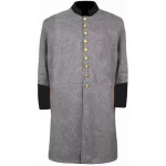 Civil War Mens Plain Grey Frock Coat with Solid Cuff Collar webp