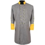 US Civil War Mens Double Breast Gray Frock Coat with Solid Cuff Collar Braid webp