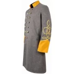 US Civil War Mens Double Breast Gray Frock Coat with Solid Cuff Collar Braid webp