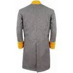 US Civil War Mens Double Breast Gray Frock Coat with Solid Cuff Collar Braid webp