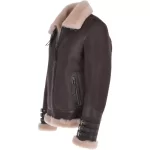 mens luxury shearling biker flying jacket brown cream torsten p image webp