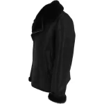 mens luxury side zip sheepskin pilot jacket black lyam p image webp