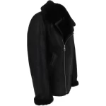 mens luxury side zip sheepskin pilot jacket black lyam p image webp